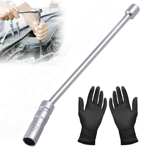 QEEROYO Zündkerzenschlüssel, Schwenkbare Magnetische Steckschlüssel, Universal Flexibel Zündkerzenschlüssel, Drehbarer KFZ Zündkerzen, für Auto und Motorrad, Zündkerzen Entferner, Langer Griff-16 mm