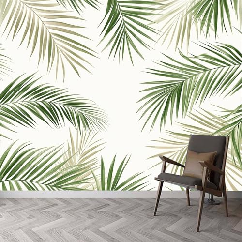 Papel pintado de acuarela, plantas y hojas de palma, papel pintado fotográfico, 350 x 256 cm (ancho x alto), papel pintado mural para sala de estar, dormitorio, habitación de los niños, pasillo