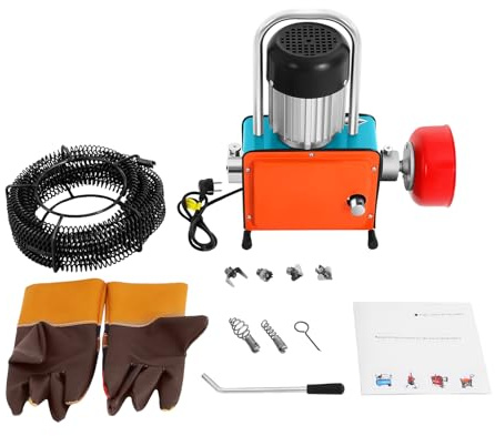 Elektrische Rohrreinigungsmaschine 1000W Rohrreiniger 12m Edelstahl-Feder für 20-150mm Rohre IP44 Schutz 400U/min Reiner Kupfermotor Vierbeinstativ