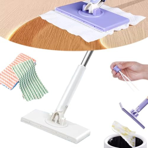 enseak Mini Serpillère Portable, Automatic Cloth Changing Mini Mop, Mini Balai À Franges À Changement Automatique De Chiffon, Mini Balai Mains Libres 2024 Compatible avec Les Serviettes De Visage