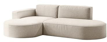 Kaiser Möbel - Ecksofa mit Wohnlandschaft, Eckcouch L Form, Sofa 3-sitzer, Polstersofa, Bequemes Couch mit Ottomane für Wohnzimmer und Jugendzimmer, Relaxsofa, Modena Studio, Beige, Links
