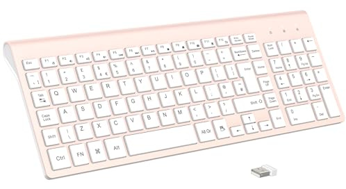 cimetech EasyTyping Wireless Keyboard for Laptop, Silent Compact USB Computer Keyboards for PC, Laptop, Desktop and Windows 10/8/7/XP - Pink