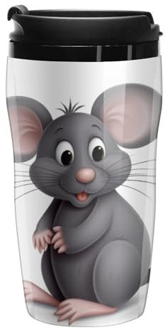 Stanley-Kaffeetasse mit Deckel, 340 ml, Kunststoffbecher, versiegelter Trinkdeckel, Wasserbecher, Teetasse, graue Tiere, bedruckte Tassen, passt in Auto-Becherhalter
