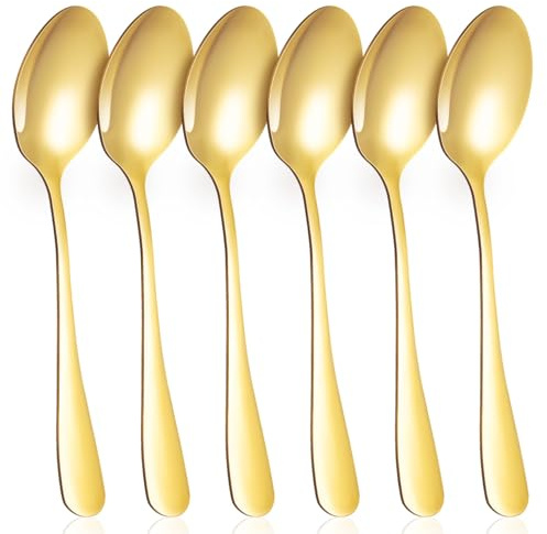 Garneck 6 Cucharas De Postre De Acero Inoxidable Cucharas Doradas Para Helado Minicucharas Para Pastel Para Helado, Café Con Leche