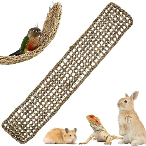 100x18,5 cm Vogel-Seegrasmatte Ladder Kletterseil Leiter Vögel Hamster Seegras-Gewebenetz Lange Kletterseilleiter Wellensittich Schaukel für Sittiche Liebesvögel Finken Ratten Kleintier-Seilnetzspielz