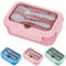 Lunch Box,1200ml Leakproof Bento Lunch Box,Food Container with 3 Compartments and Cutlery,BPA Free Containers Suitable for Adults and Kids (Pink)