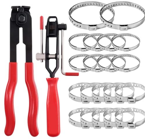 Pince a Collier Cardan Durite, Pince Collier de Serrage Echappement, Ensemble de Pinces et Colliers de Serrage en Acier Inoxydable 304, Comprenant des Pinces Réglables et des Colliers de Serrage
