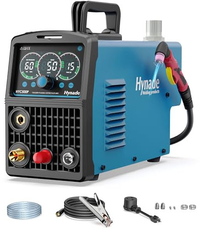 Plasma Cutter with Large LED Display, [Non-Touch Pilot Arc] [Air Sensor] hynade 50A Plasma Cutter Machine 110/220V Dual Voltage, IGBT Inverter, 1/2'' Clean Cut, 2T/4T for Beginners DIY(User Manual)