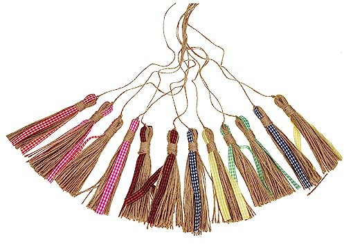 HOMSFOU 12stücke Jute Quasten Bastelmaterial Für Handwerk Natürliche Baumwollquasten Dekorative Holzperlen Für Heimdekoration Und Vielseitig Einsetzbar