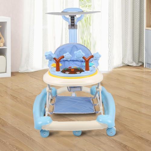 Lauflernhilfe für Babys, Mädchen/Jungen, Kleinkinder, mitwachsend, Lauflernhilfe, faltbar, 67 x 75 x 85 cm, Cyan