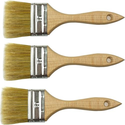 EFO Flachpinsel Set 63 mm 3er Pack | Malerpinsel mit natürlichen Borsten und Holzgriff | Lackierpinsel für gleichmäßiges Auftragen von Farbe und Öl | Robuster Holzpinsel für Innen- und Außenbereich