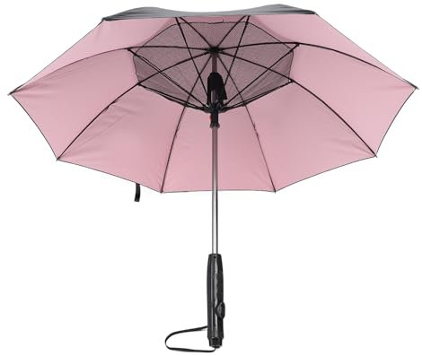 Fafeims Parapluie électrique, Parapluie de Ventilateur de Refroidissement avec Système de Brumisation 2 Heures D'exécution Continue pour la Pêche BBQ Plage (Rose intérieur noir extérieur)