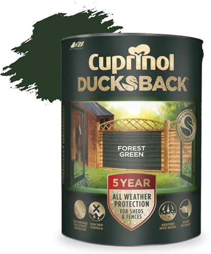 AOC24 5L Ducksback Paint - Garden Wood Treatment for Sheds, Fences & Furniture - Quick Dry Exterior Paint - Weatherproof Protection - Non-Drip, Low VOC - 10m²/L Coverage (Forest Green, 5L)
