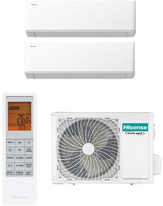Hisense Uni Air Climatizzatore Dual Split 2AMW42U4RGC 9000+9000 Btu, R32, Inverter, Self-Cleaning, Timer, Oscillazione automatica, WiFi, Nuovo Modello 2025, A++/A++