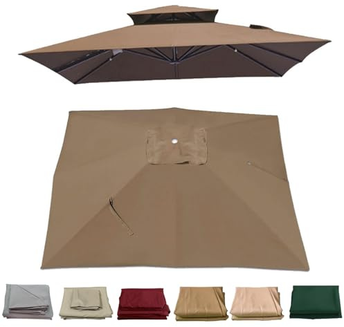 Amieron 2.5x2.5m/3x3M Square Patio Umbrella Replacement Canopy, 7 Ribs Cantilever Umbrella Top Cover, Hanging Offset Cantilever Outdoor Patio Umbrella Cover Canopy for Backyard Garden Beach Yard
