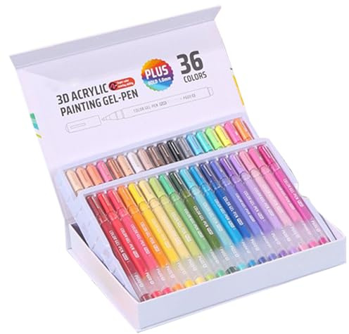 Acrylfarben-Gelstifte, Glasmarker, 3D-Glitzer, 1 mm Spitze, Malmarker für Entspannung, Färben, Stoff, Holz, Keramik, Kunst, Handwerk, Schule, Erwachsene, Scrapbook