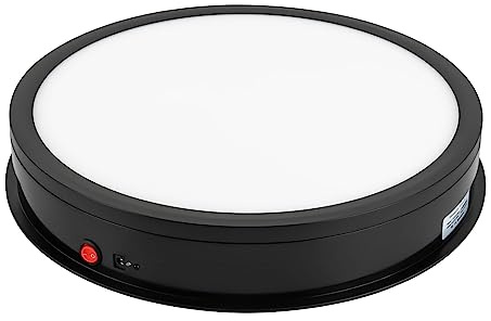 42cmLED Rotierender Drehteller Elektrisch 42CM 50KG Automatische Drehteller mit Fernbedienung 360 Grad Drehteller für Fotografie Live-Video Schmuck-Display 100-240V Schwarz