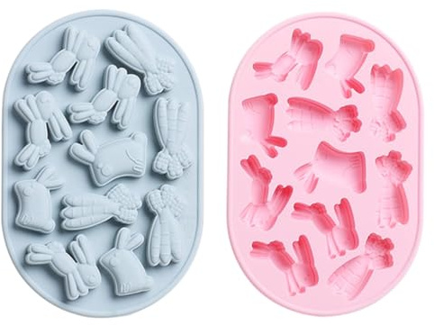 WEKADRIN 2 pièces Moule à Gâteaux Silicone Moule de Pâques Forme de Lapin pour Chocolat et Desserts pour Pudding et Glaces Matériau Silicone Premium Facile à Démouler et Couleur Aléatoire