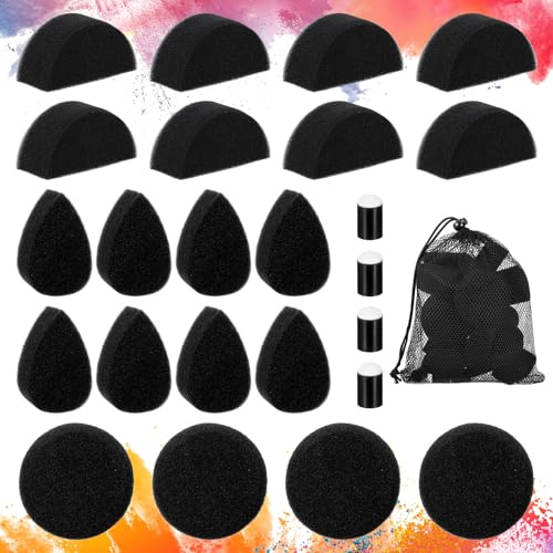 YBEATY 25 Stück Schminkschwamm Set Gesichtsbemalungsschwämme für Halloween | Mit Hoher Dichte, Halbmond Kunstschwamm, Make-Up-Schminkschwämme, Mit Aufbewahrungstasche, Weihnachten, Kunstwerke