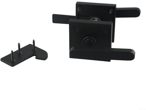 Honseadek Pestillo de puerta de madera, cerradura abatible de doble cara de aluminio negro, cerradura de puerta de granero resistente, seguridad de patio al aire libre para valla de jardín, con asas