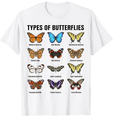 Types de Papillons, Tableau des espèces de Papillons T-Shirt