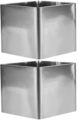 DECOMELODY Lot de 2 Anneaux à Gâteau Carrés en Acier Inoxydable 3 Pouces Moules à Mousse Antiadhésifs pour Pâtisserie Cercles à Gâteau Faciles à Démouler pour Cuisson à Domicile et