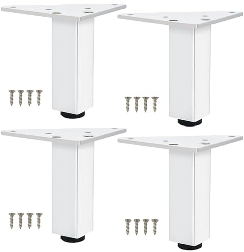 SZLXJMFL Möbelfüsse Weiss kurz, 4 Stück Möbelfüße Eckig Tischbeine Outdoor Aluminiumlegierung | Eloxierte Oberfläche Schrankfüße Optionale Höhe: 6-40cm Bank Füße Couchtisch 6cm/2.4
