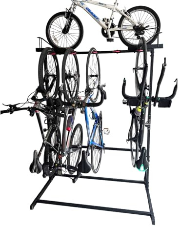 Soporte para bicicletas independiente, soporte vertical para bicicletas, capacidad para hasta 6 bicicletas, organizador de almacenamiento de pie, para garaje, hogar y exhibición comercial