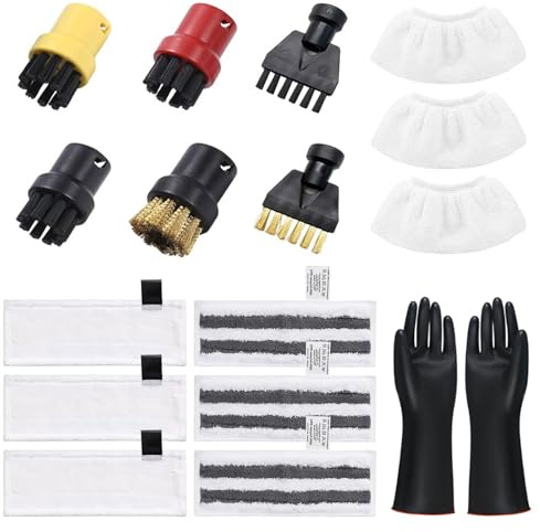 Vutlace 18 PCS Steam Cleaner Accessories Compatible with Karcher SC1 SC2 SC3 SC4 SC5 SC7 CTK10 CTK20 Steam Cleaners, with Microfibre Cloth Set and Floor Nozzle Round Brushes