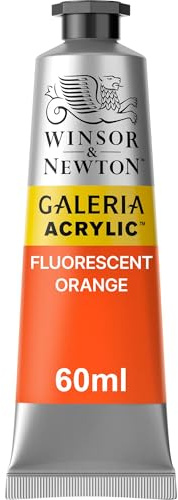 Winsor & Newton 2120454 Galeria Fluoreszierende Acrylfarbe – Fluo Orange 60 ml, leuchtende Acrylfarbe für Künstler, DIY, Leinwand & Bastelprojekte