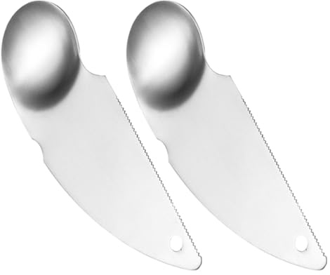 JOINPAYA Cortadores de Frutas de Acero Inoxidable 304, Peladores de Kiwi Cuchara para Pelar y Desenterrar, Set de 2 Piezas Portátil para Cocina, Hogar y Restaurante