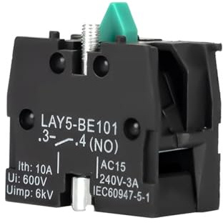 Interruptor pulsador XB2 de 22 mm, reinicio momentáneo, 24 V, negro, NC, NO, alimentación CA 220 V, rojo, 1 unidad(1NO)
