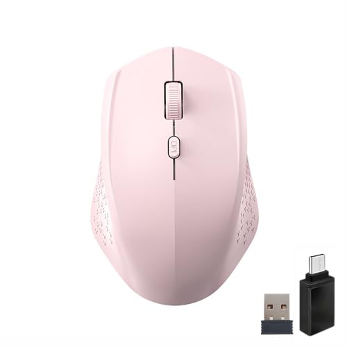 Wowssyo Souris sans fil 2,4 G USB & Bluetooth - Double mode - Souris ergonomique pour PC - Avec DPI réglable 800/1200/1600 - Pour ordinateur portable, PC, iOS, Android, iPad, Windows - Rose