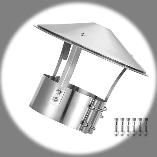 Comignolo Rotondo, Comignolo Canna Fumaria, Tetto Antipioggia Per Tetto In Acciaio Inossidabile 304, Antivento Per Camino Canne Fumarie Di Caminetti(200mm/8in)