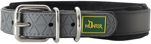 HUNTER Convenience Comfort Hundehalsband | Kunststoff mit Neopren-Polsterung, witterungsbeständig, pflegeleicht, ideal für Sport & Freizeit, Farbe: Schwarz, Größe: 40