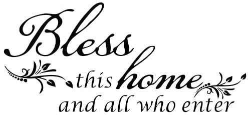 Decaltor Bless This Home and All who Enter - Vinyl Wall Decal Entryway Living Room Décor Art Letters Quotes Stencil