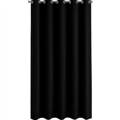 PANOVOUS Verdunklungsvorhang Schwarz, Blickdichter Thermovorhang mit Ösen, Raumteiler und Sichtschutz, Großer Schwarzer Vorhang 254x240 cm, Ideal für Schlafzimmer, Kinderzimmer und Wohnräume