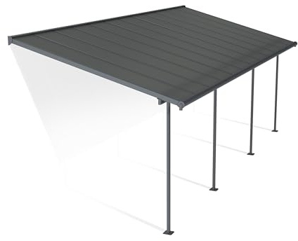CANOPIA by Palram Capri Pergola Adossée Aluminium Et Polycarbonate 3x7, pour Couvrir Une Terrasse Toute L’année – Garantie 7 Ans (21.8m², Gris Bronze)