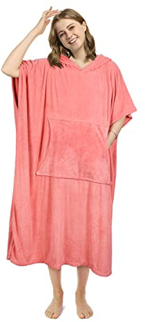 Kato Tirrinia Beach Surf Poncho con bolsillo Absorbente de agua Traje de neopreno Cambiador Sudadera con capucha Toalla Poncho Albornoz para surf Natación Baño Adulto Hombres Mujeres A prueba de arena
