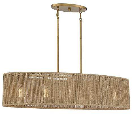 Savoy House 1-1738-5-320 Ashe Bohemian/Eclectic Rope Oval Chandelier, 5-Light 300 Total Watts, 9 H x 42 L, Warm Brass