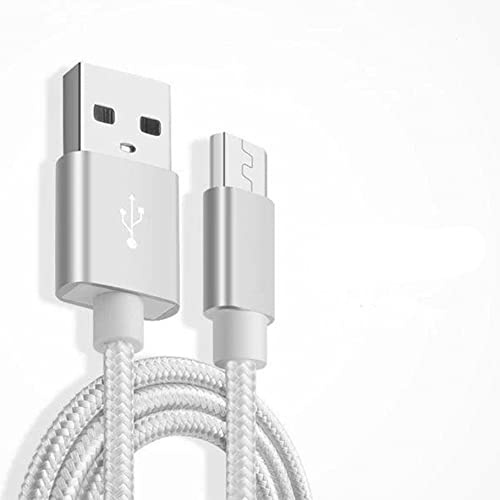 Micro USB Charging Cable Braided Android Charger Cable Data Sync Cord for Samsung Galaxy J7,S7,S6,Kindle Fire HD Tablets,PS4 Controller,Sony,HTC,LG,Motorola,Huawei Grey/Silver (3M)