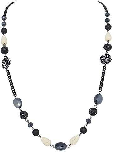 Bocar Long Chain Beaded Necklace for Women Fashion Sweater Party Birthday Jewelry Gift (NK-10684-pirate black)