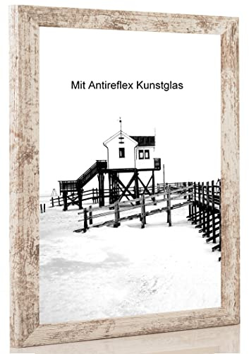 Bilderrahmen Vintage mit Antireflexglas - Bildgröße 40x60 cm - Leistenbreite 30mm