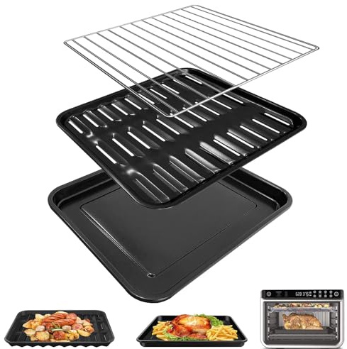GCQ 3PCS Air Fryer Grill Pan Basket Wire Rack Set for Ninja DT251 DT201 DT200 Foodi XL Air Fry Oven,Air Fryer Grill Plate Crisper Plate Mesh Wire Racks Accessories Replacement Parts,Dishwasher Safe