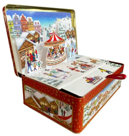 Your castle - Caja de lata grande desplegable para galletas de Navidad y bombones, almacenamiento (3,8 l, 28 x 18 x 8 cm)