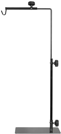 Simple Deluxe Reptile Lamp Stand, Adjustable 16-32 Floor Light Holder Stand Metal Bracket for Reptile Glass Terrarium Heating Light, M: 32.3 x 11.2 inch, Black