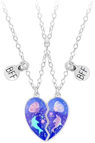 AFCJLTO Freundschaftsketten für 2, 2 Pcs Beste Freunde Kette 2 Schwestern Halskette Bff Ketten für 2 Mädchen Kette Herz Anhänger Schmuck Geschenk für Mädchen