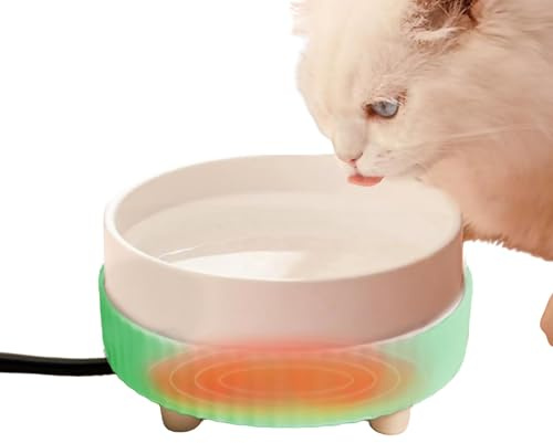 Katzenbrunnen,Beheizter Keramik-Wassernapf Für Katzen Im Winter Trinkbrunnen Für Katzen Und Kleine Hunde, Für Katze Kleinhunde Cat-Wasserspender Mit Konstanter Temperatur