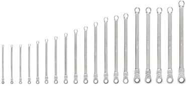 TEKTON Long Fixed/Flex Head 12-Point Ratcheting Box End Wrench Set, 19-Piece (6-24 mm) | WRB95004