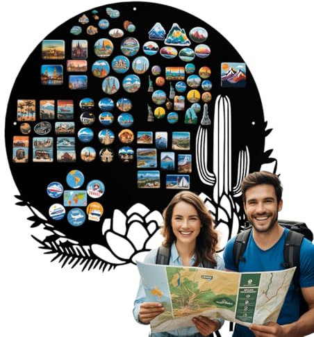 Anwicar Magnettafel - Magnetische Pinnwand mit Kaktus-Motiv - ideal für Magnete und Notizen - magnetisches Whiteboard - beschreibbare Tafel - inkl. Montageset - 70x70 cm - Schwarz